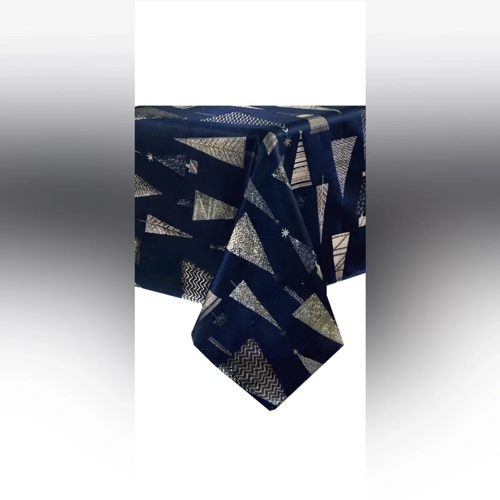 Newbridge Navy Blue and Silver Christmas Tree Tablecloth